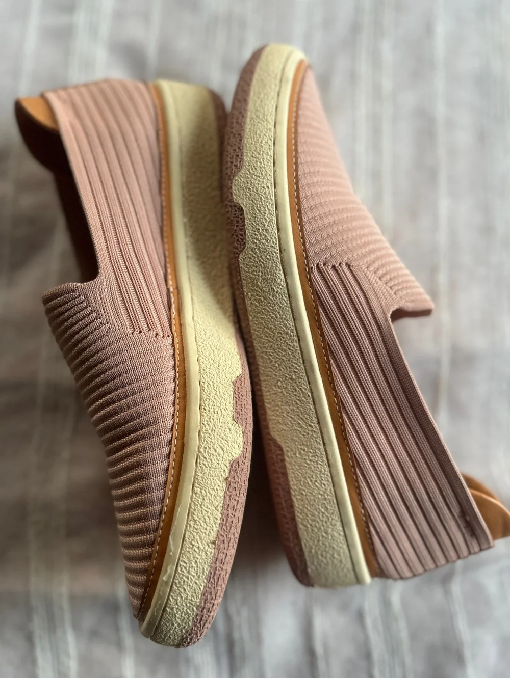 Mi.iM Parker Knit Slip-On Platform Sneakers Blush Pink/Tan | 8  NWOB